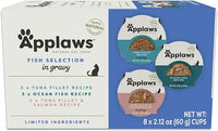Applaws Natural Wet Cat Food in Gravy, Limited Ingredient, Grain-Free, No Artificial Cat Food Cups, Fish Selection in Gravy (18x 2.12 oz Cups)