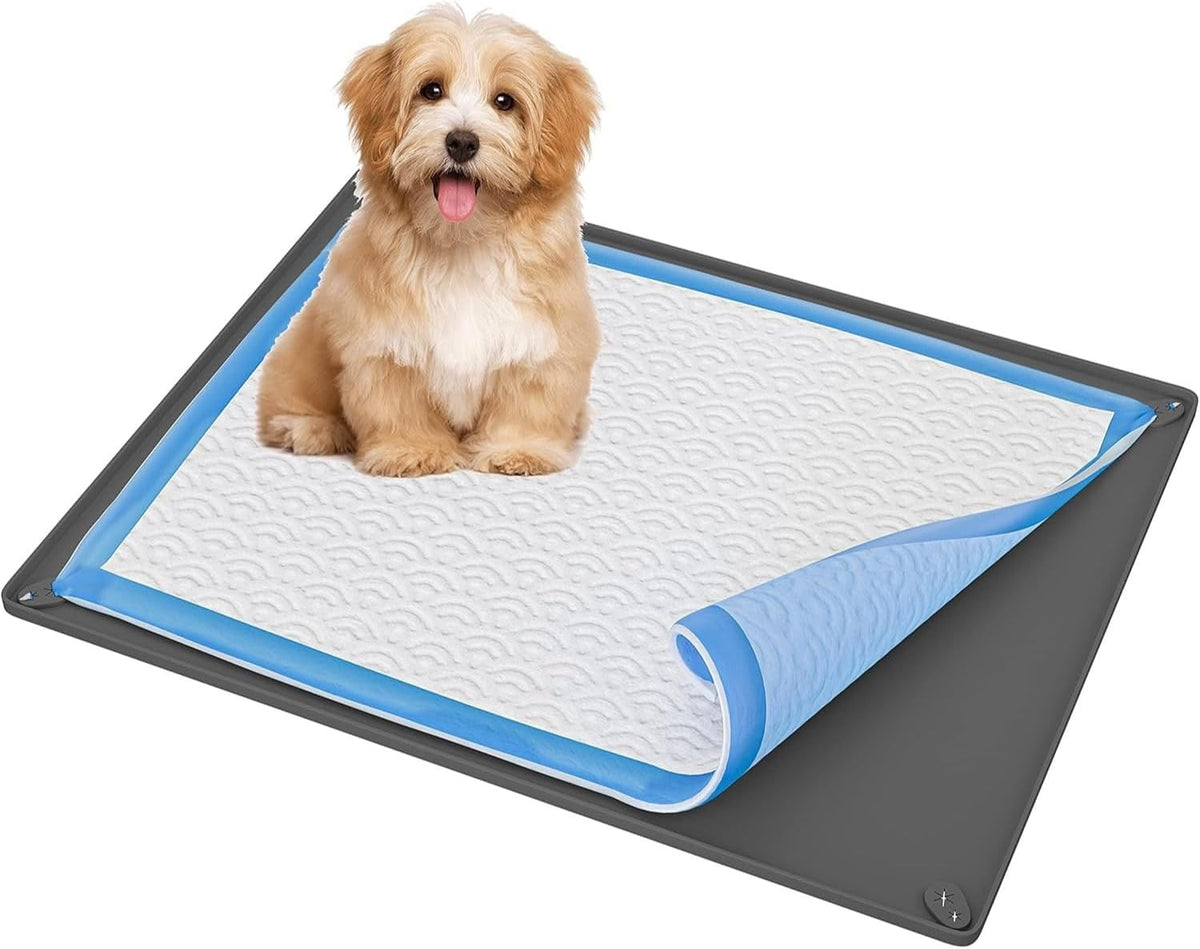 Dog Pee Pad Holder Tray Fits for 30” x 23” Pee Pads - 30 x 28 Inches / Gray