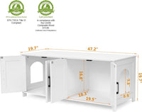 31.5" L Cat Litter Box Enclosure with Barn Door - 47.2"L / White - image 4