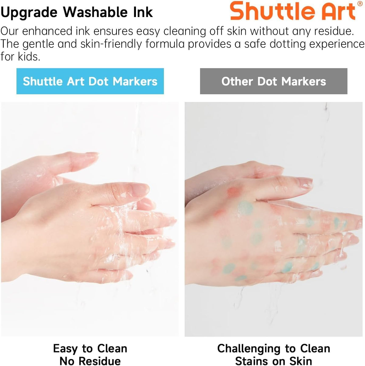 Shuttle Art Dot Markers, 10 Colors Washable Markers for Toddlers - 20 Colors / 40 - image 2