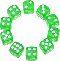 SmartDealsPro 10-Pack D6 Six Sided 16mm Transparent Dice Die for DND - Green Translucent - image 2