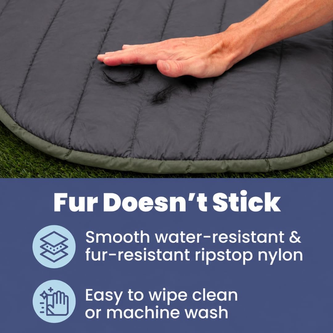 Travel Dog Bed, Foldable & Packable with Carry Bag, Black - Midnight Forest / Medium - image 3