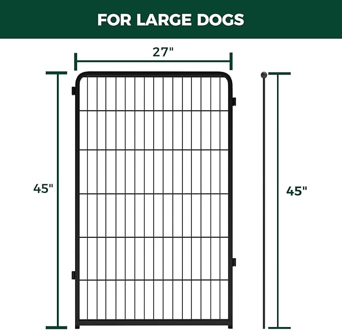 FXW Homeplus Unleashed Indoor Dog Playpen - Stress-Free and Safe Play, Heavy Duty 45 Inch 4 Wire Panels Dog Pen for Large Dogs, Black│Patented