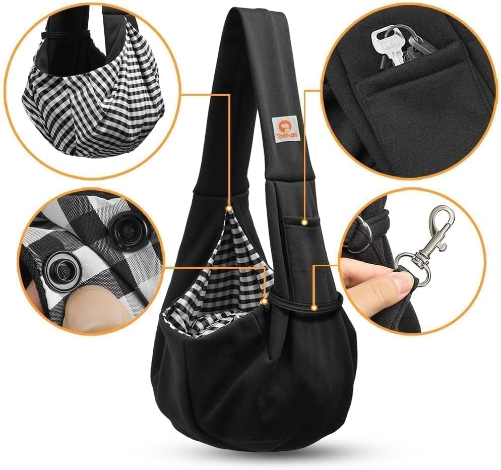 Tomkas Small Dog Sling Carrier, Classic Pocket & Classic Strap - Black / M - Classic Pocket & Classic Strap - image 4