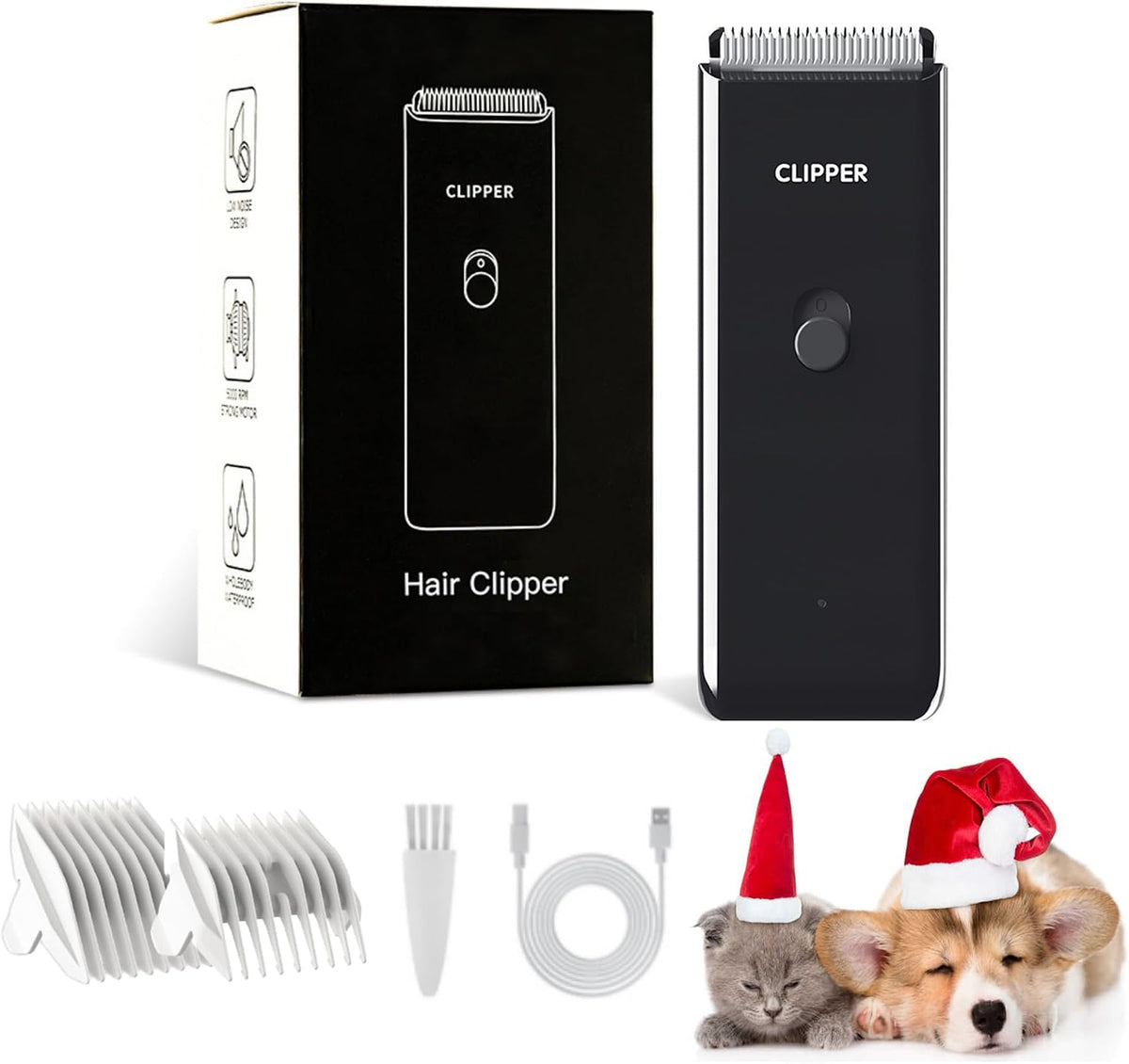Professional Household Waterproof Low Noise Pet Hair Clippers - Ap005-black
