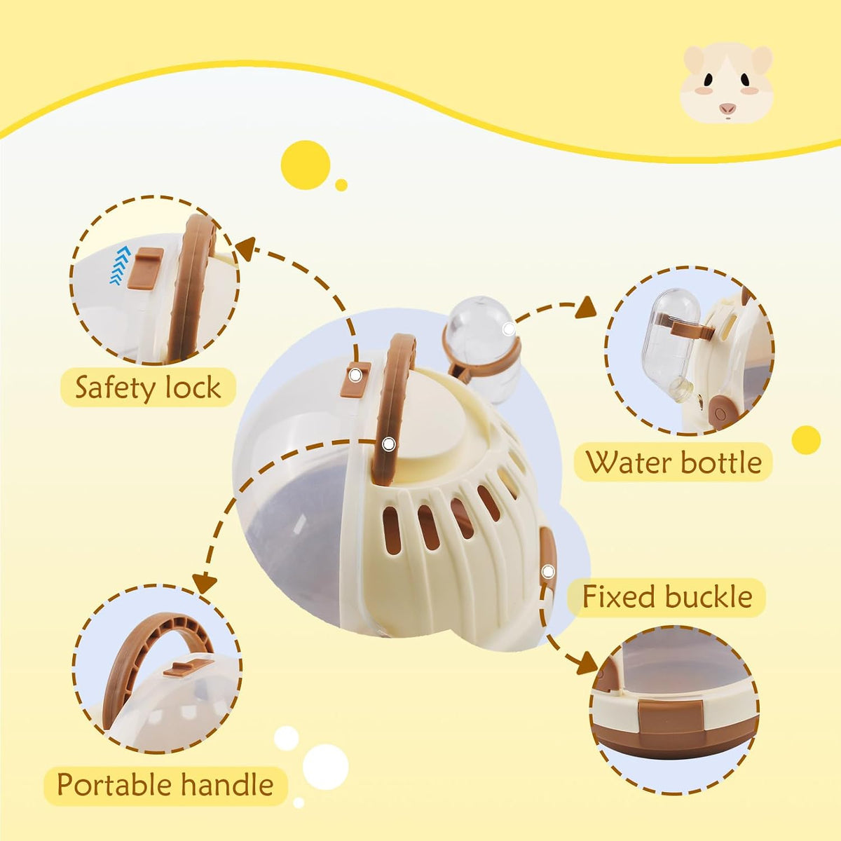 Hamster Carrier Cage Portable Cages Small Animals Carry Travel Case - 【Brown】 - image 3
