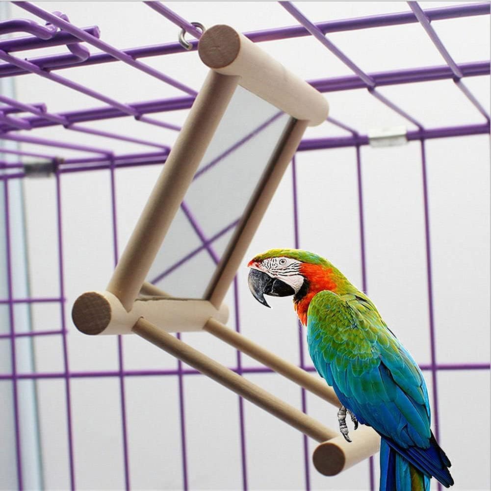 Bird Mirror with Swing and Perch for Parakeets Cockatiels Lovebirds - 3.7 x3.5x3.5 inch