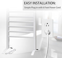 KEG Towel Warmer 8 Bars for Bathroom Freestanding or Wall Mounted Bath Towel Heater Plug-in with Built-in Timer Silver