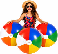 4E's Novelty inflatable rainbow beach balls 3 pack, 20 inch classic rainbow pool balls