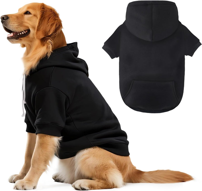 Dog Basic Hoodie Soft Dog Clothes Cold Weather Sweaters for Medium - Black / XL (Back: 24.8",Chest: 33.86", 35-55lbs)