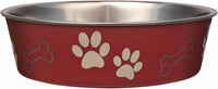 Loving Pets Bella Dog Bowls, Stainless Steel Dog & Cat Bowls - Merlot / Large (35-65lbs)