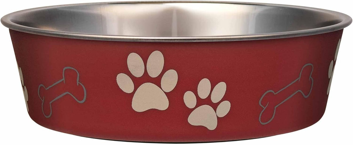 Loving Pets Bella Dog Bowls, Stainless Steel Dog & Cat Bowls - Merlot / Large (35-65lbs)