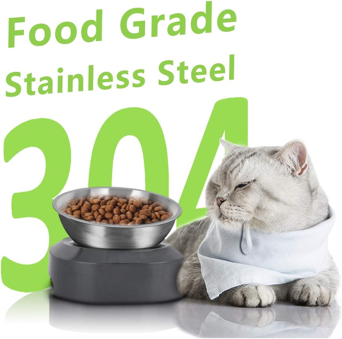 AYADA Raised Cat Food Bowl Stainless Steel 15 Degree Tilt – Essentials for Cats - Single - image 4