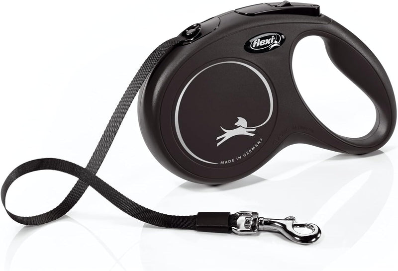 FLEXI Classic Tape Retractable Dog Leash - Black / Medium - 16 Feet (Tape)