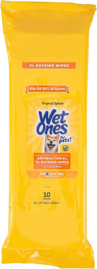 Wet Ones for Pets Antibacterial Dog Wipes - Tropical Splash / 10 Count (Pack of 1)