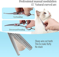 4.5" Dog Grooming Scissors - 3 Pcs Curved & Straight Thinning Shears for Small Dogs & Cats - Japan 440C Stainless Steel