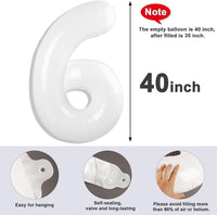 Number Balloons 1st Birthday Decorations - White / Number 6 - image 4