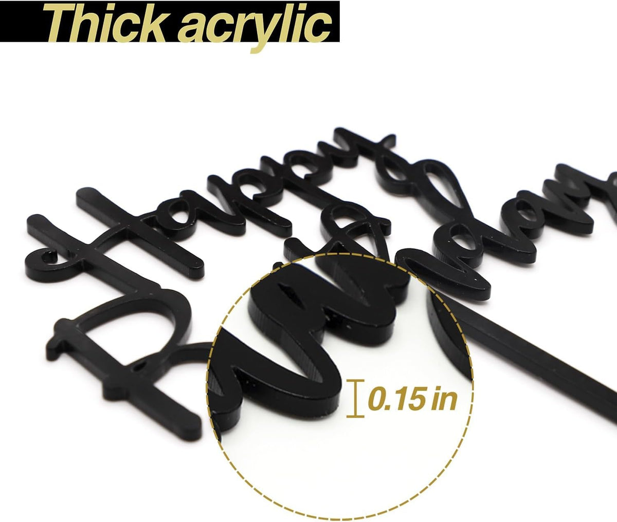 CC TOWN mirrored gold acrylic happy birthday cake topper, 6 by 7 inches - view 12