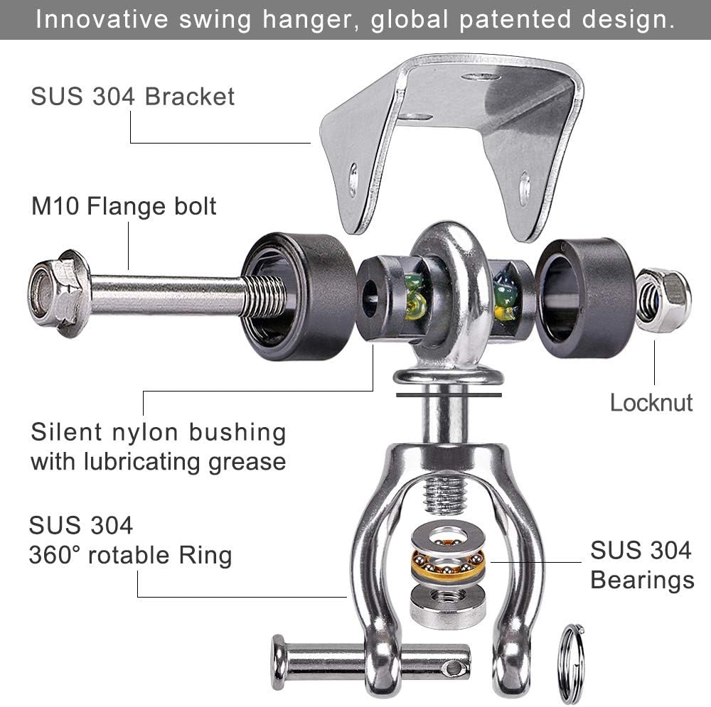 SELEWARE Silent Bearing Swivel Swing Hanger Stainless Steel Swing - C: 360° Bearing Swing Hanger ( 2 Pack ) - image 3