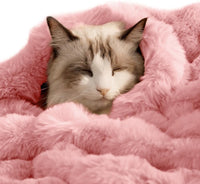 SOMAHE Soft Faux Fur Cat Blanket, Washable - 22"L x 18"W Inches / Soft Pink