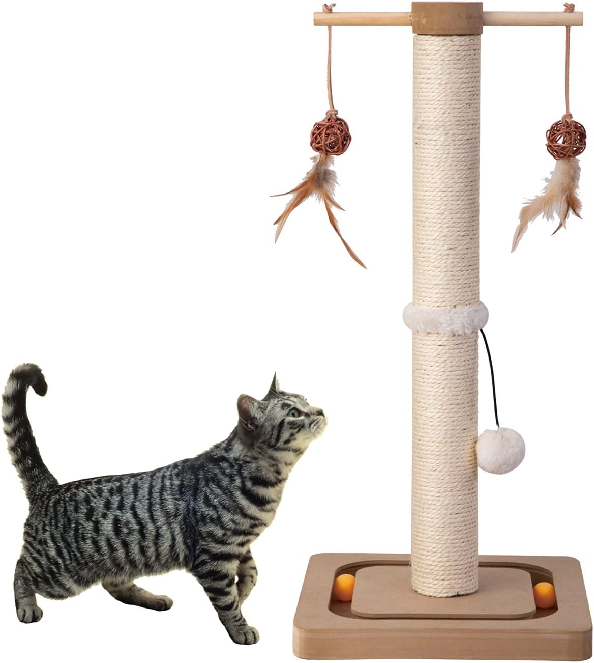 PEEKAB Cat Scratching Post Sisal Scratch Posts for Indoor Kittens - 25 inches Single Orbit