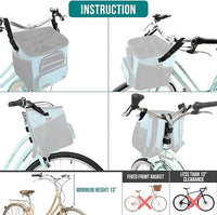 PetAmi Dog Bike Basket, Soft-Sided Ventilated Dog Bike Carrier Backpack, Pet Bicycle Basket for Bike Handlebar, Small Medium Puppy Cat Kitten Car Booster Seat with Safety Strap, Max 18 lbs, Blue