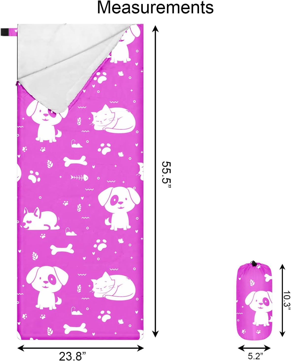 KidzAdventure kids sleeping bag in pink Best Friends print with kittens and puppies - view 3
