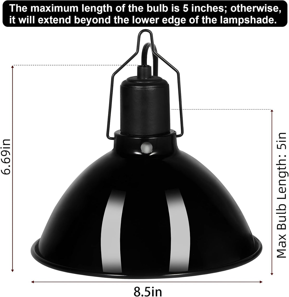 5.5inch Deep Dome Reptile Heat Lamp Reptile Light Fixture – Essentials for Reptiles And Amphibians - 8.5inch - image 2