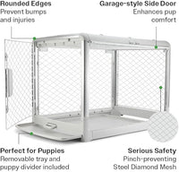 DIGGS Revol Collapsible Dog Crate with Wheels - Premium Portable Dog Crate - Safe, Stylish, and Convenient Indoor Kennel (Ash, Intermediate)