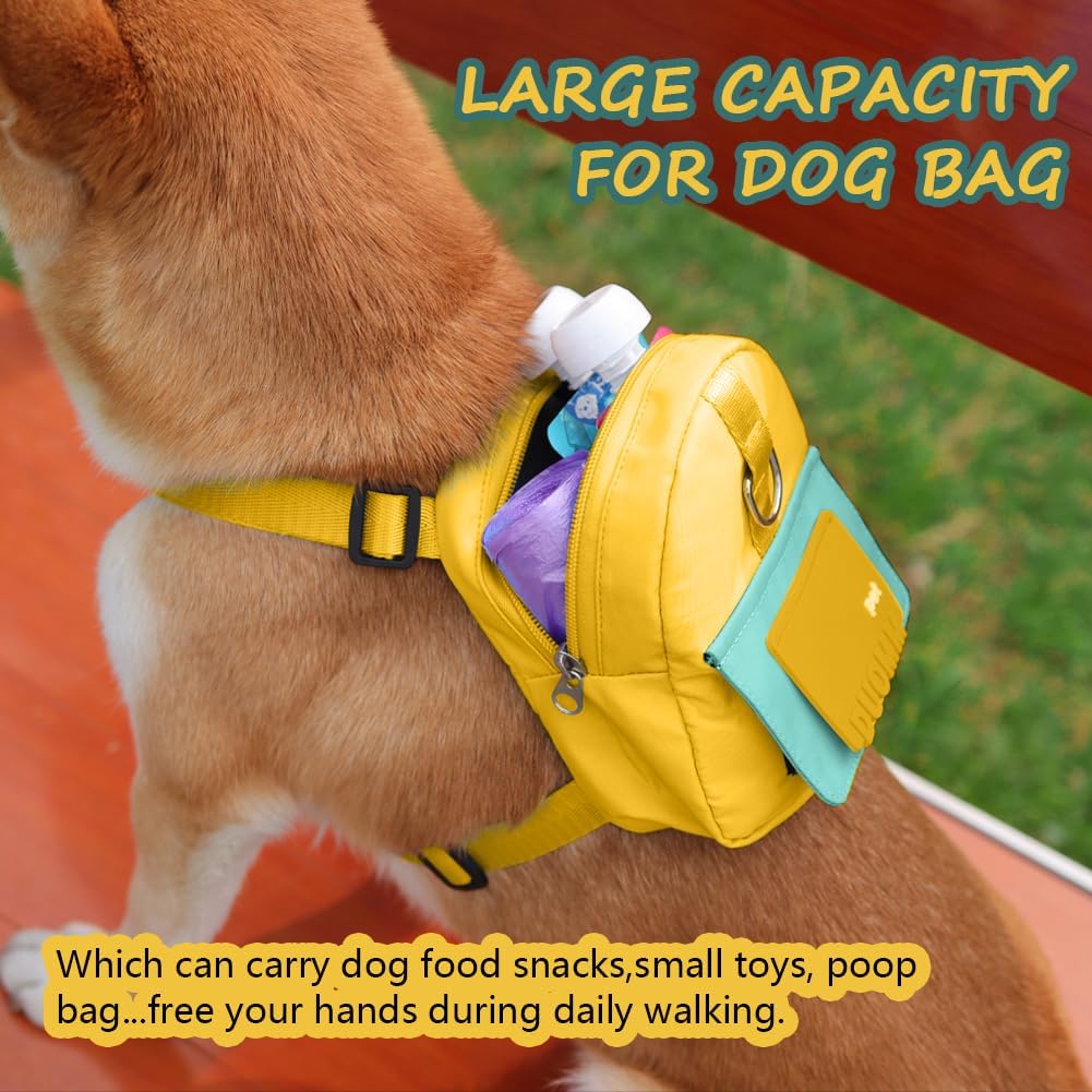 Dog Backpack Harness with Leash - Small / Yellow - image 2