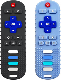 2-Pack Silicone Baby Teething Toys - Teether-Black+Blue
