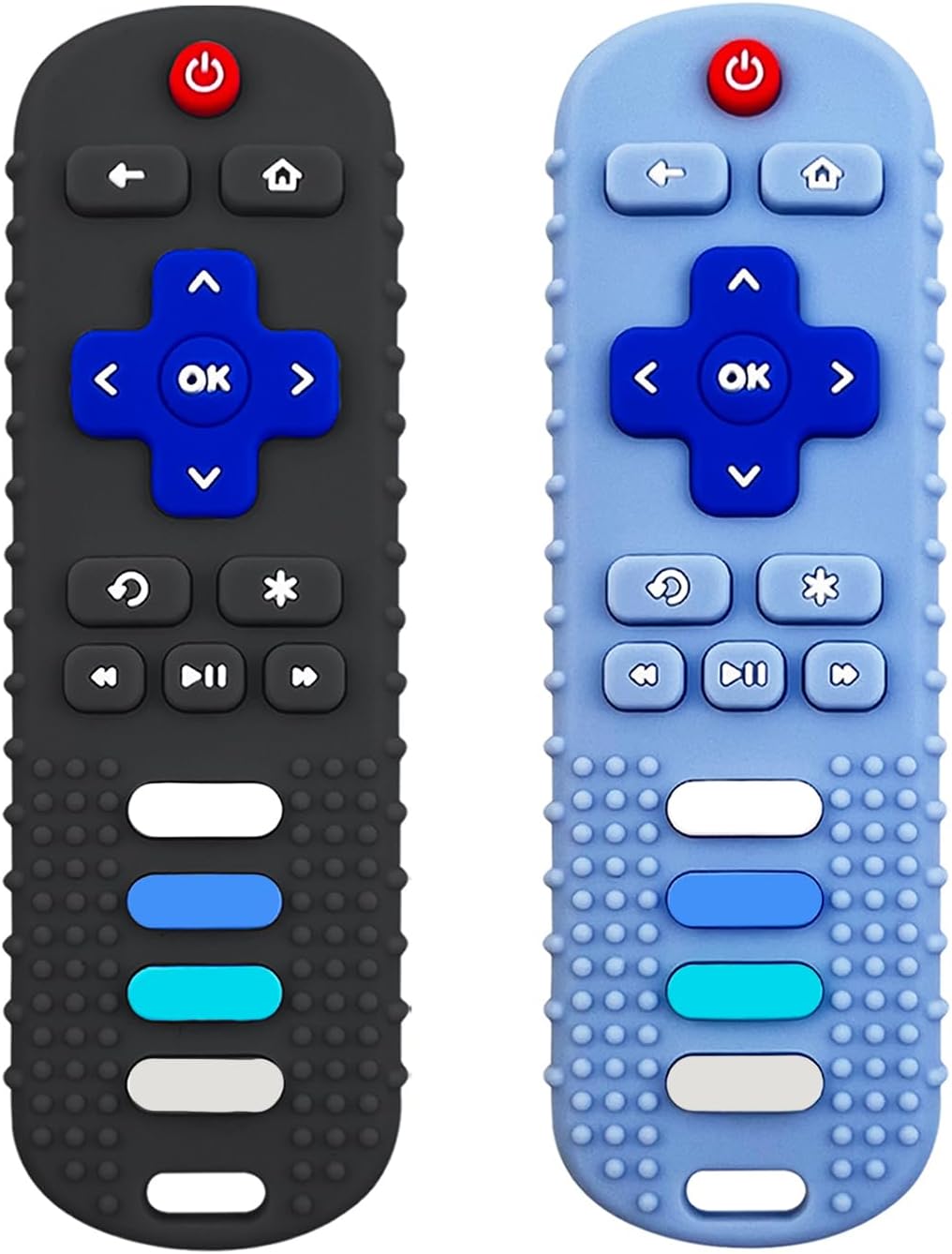 2-Pack Silicone Baby Teething Toys - Teether-Black+Blue