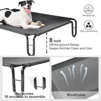 pettycare Elevated Dog Bed Cot, Raised for Large Dogs, No Screws, Stable Frame & Durable Supportive Teslin Recyclable Mesh, Breathable, Indoor &Outdoor Pet Beds, Fits up to 35 lbs, 28x22x8 ''es
