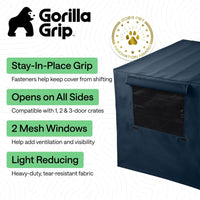 GORILLA GRIP Dog Enclosure Crate Cover Kennel Cage Topper 42in - Navy / 30" X 19" X 21" - image 2