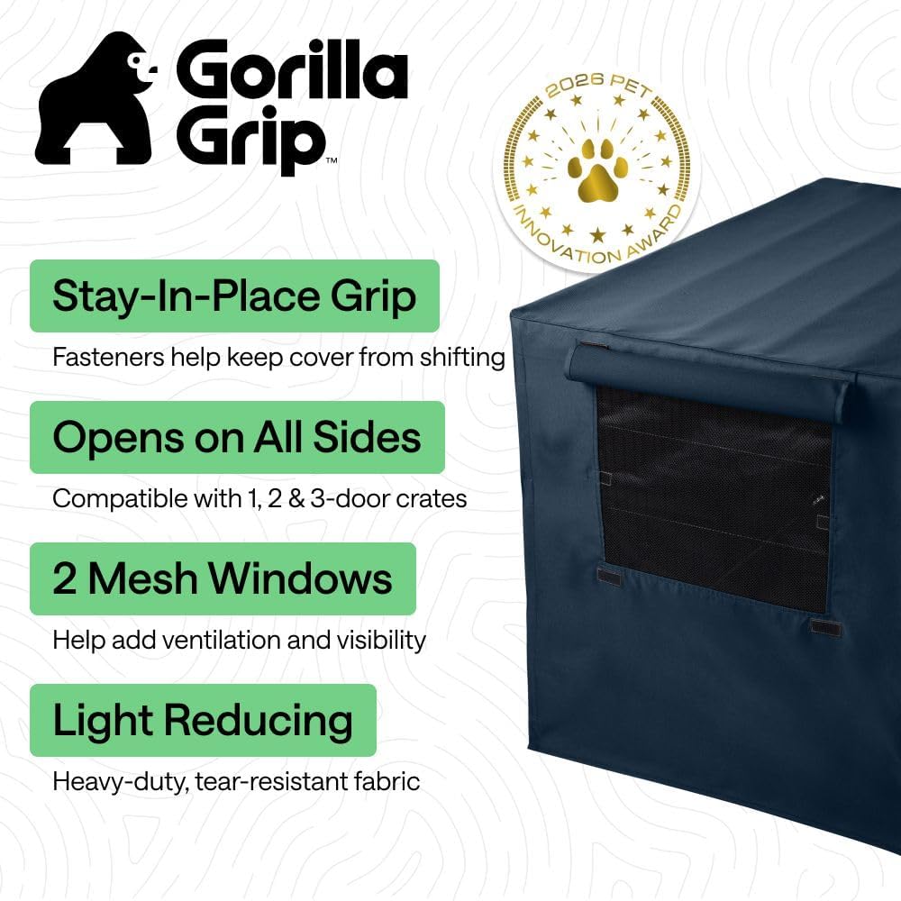 GORILLA GRIP Dog Enclosure Crate Cover Kennel Cage Topper 42in - Navy / 30" X 19" X 21" - image 2
