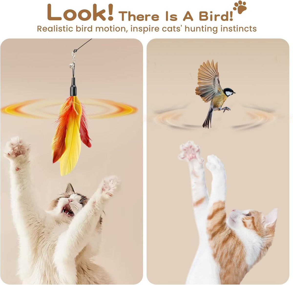 Pawaboo Cat Feather Wand Interactive Toy - Z-Mixed Color-10 Pack - image 4