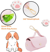 Leather Poop Bag Holder Dispenser for Leash - Pink - image 3