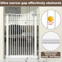 41" Extra Tall Cat Gate for Doorway, 40.6-49.1'' Metal Pet Baby Safe Gate, Extra Wide Pressure Mounted Child Door with Expansion Kit, No Drilling Cat Fence Indoor, Tall Dog Gate, White