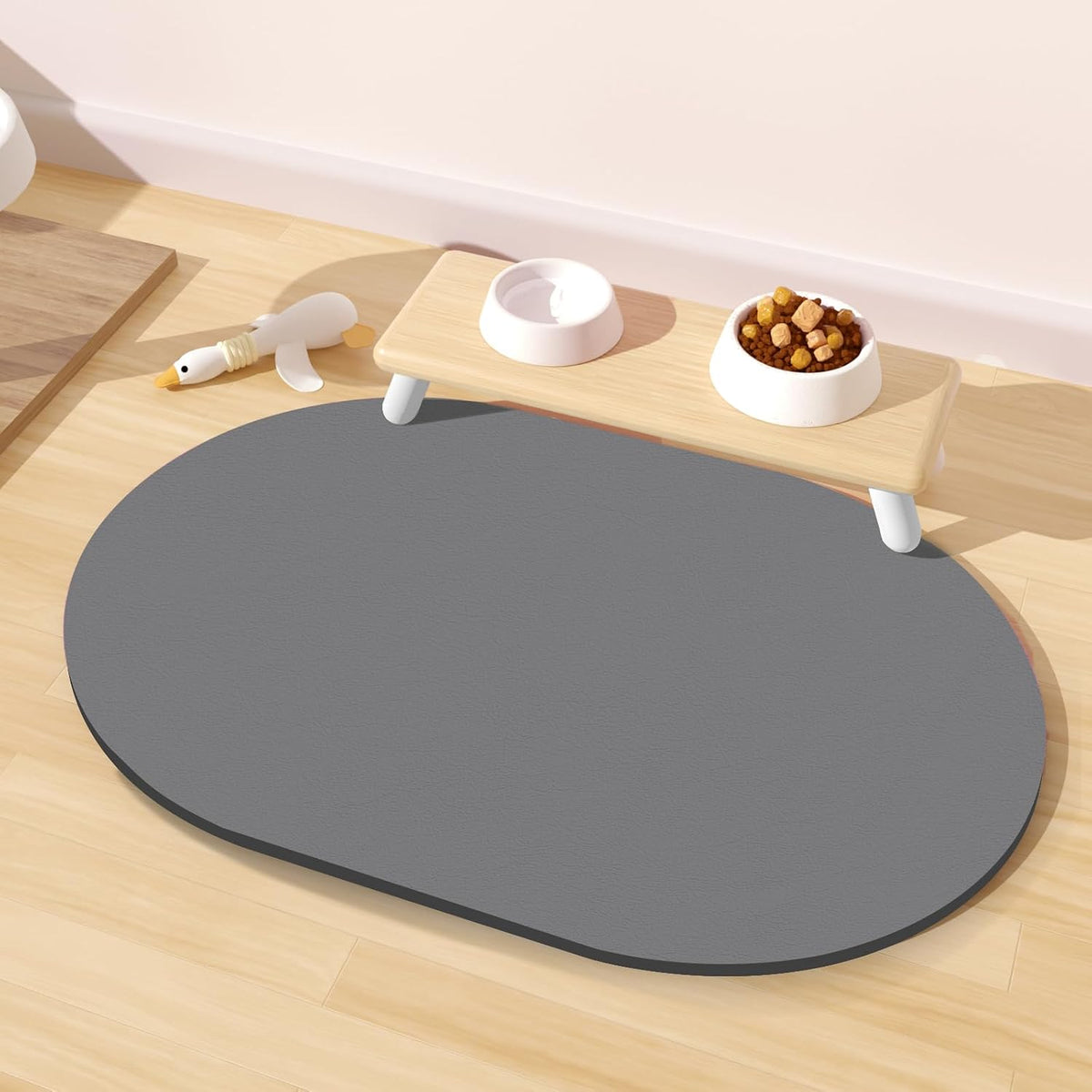 Cat Food Mat Small, 20''x12'' Absorbent Cat Feeding Mat - 24''x16'' / Dark Gray