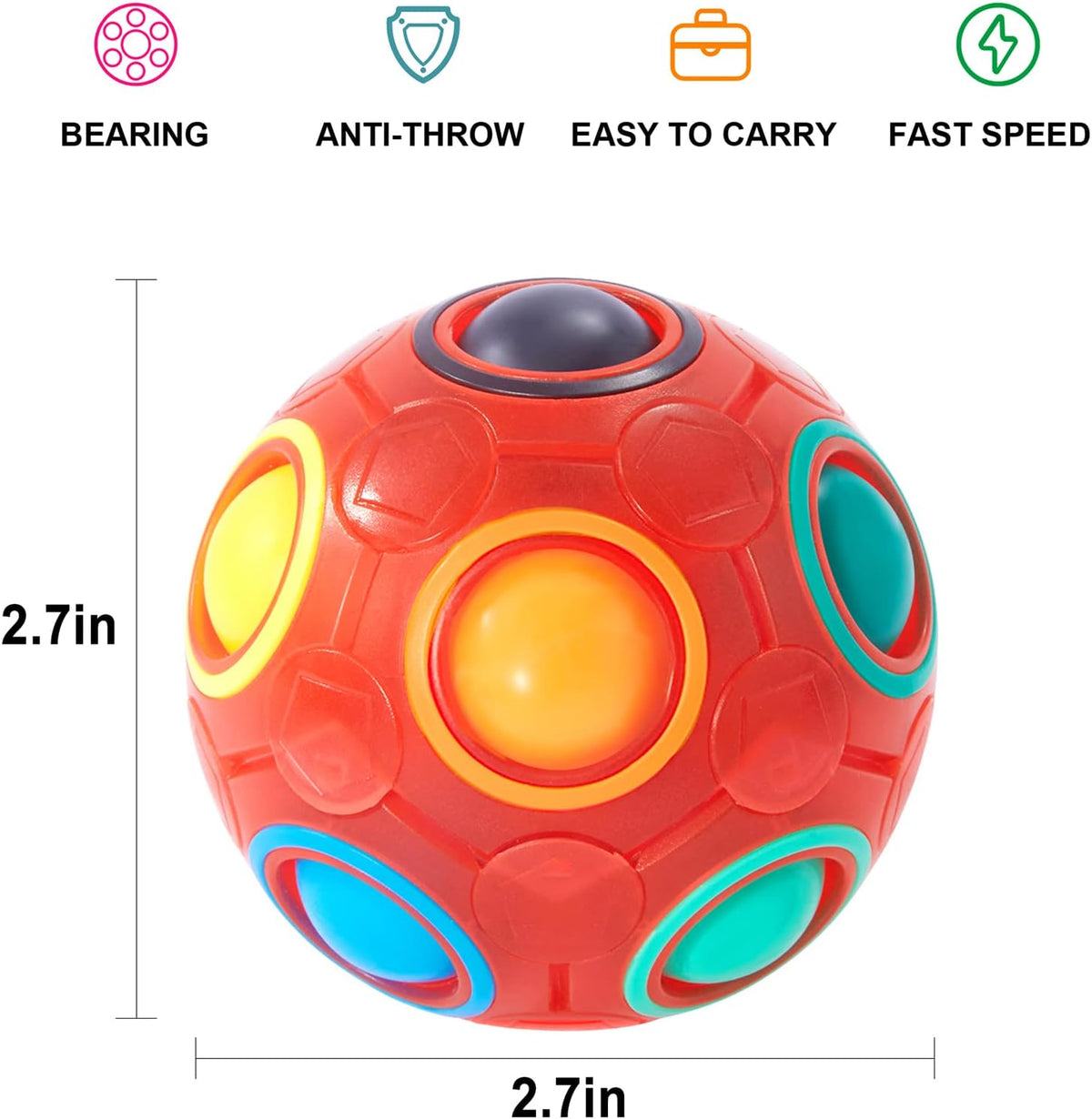 Vdealen Magic Rainbow Puzzle Ball - Red - image 2