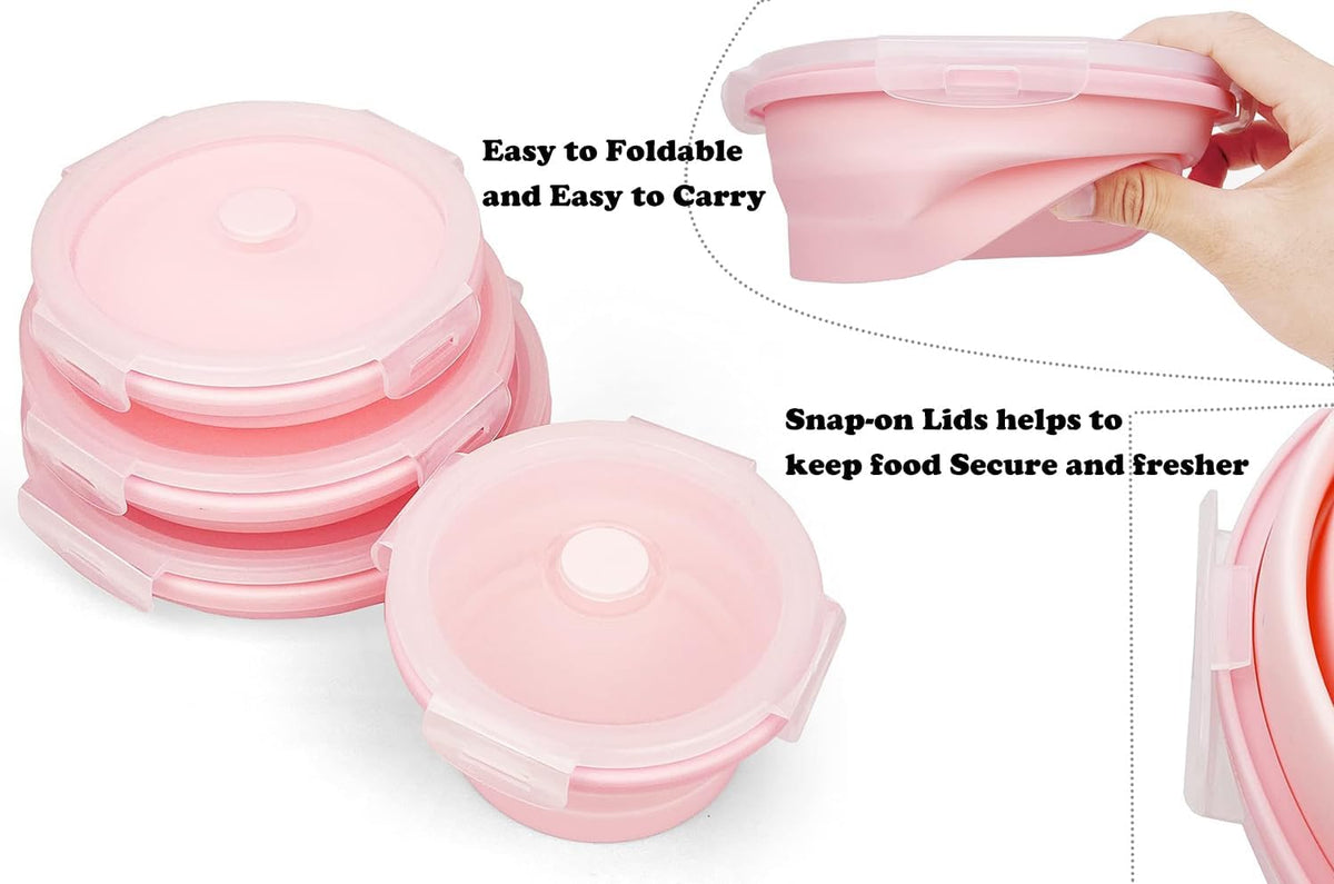Joyinjojo Collapsible Dog Bowls with Lids - Extra Large / Pink - image 4