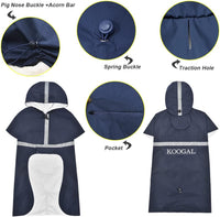 Dog Raincoat Waterproof Hooded, Medium Dogs - Navy Blue / 2XL-Fit for 20 to 33 pounds - image 2