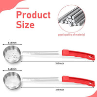 16 Pcs Portion Control Serving Spoons, Restaurant Measuring Serving Ladle Utensils, Portion Control Slotted Scoops for Weight Loss, Solid and Perforated Scoops(Red,2 oz)