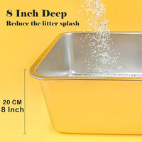 LIHONG Stainless Steel Cat Litter Box,Extra Large Metal Litter Box for Big Cats Kitty Rabbits,No Smell,Non Stick,Easy to Clean(24" Lx16 Wx8 H,XL)