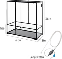 REPTI ZOO 50 Gallon Reptile Glass Tank Terrarium 2 in 1 Side Meshes - 36" x 18" x 36" (Paludarium) - image 2