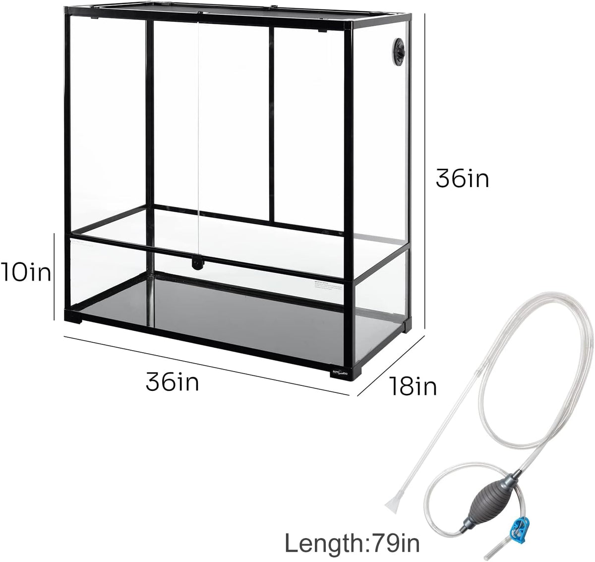 REPTI ZOO 50 Gallon Reptile Glass Tank Terrarium 2 in 1 Side Meshes - 36" x 18" x 36" (Paludarium) - image 2
