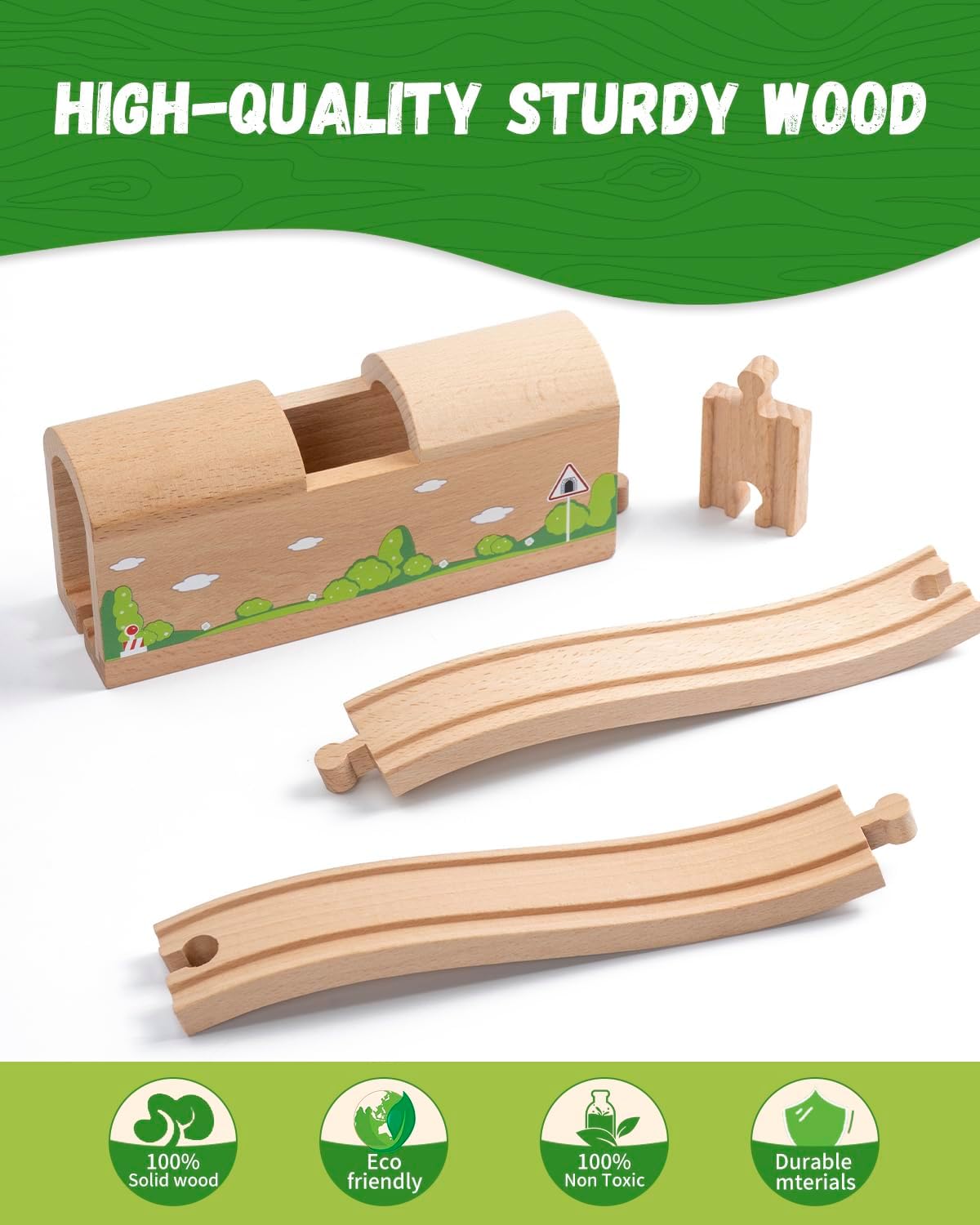 Payarma wooden train track accessories with double suspension bridge and tracks - view 7