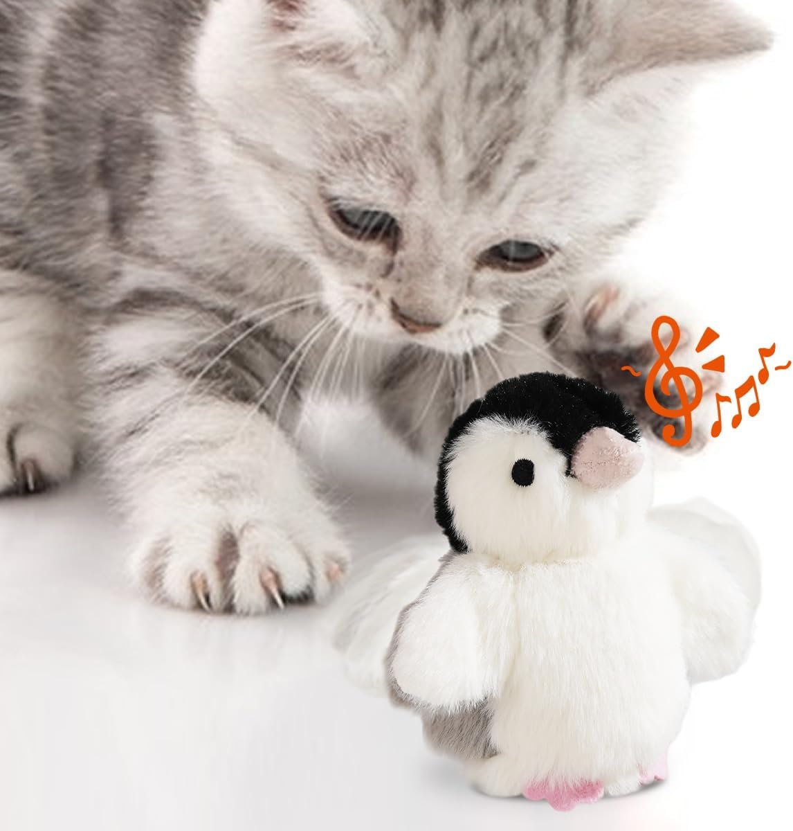 Kimee Cat Toy Automatic Chirping Owl Interactive Toys with Catnip – Essentials for Cats - Penguin