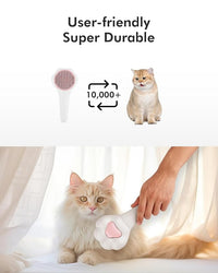 Cat Brush with Release Button Self-Cleaning and Skin-Friendly Grooming and Shedding Tool for Long and Short Haired Cats & Dogs, 140° Comb Teeth, Removes Loose Undercoats and Promotes Healthy Fur