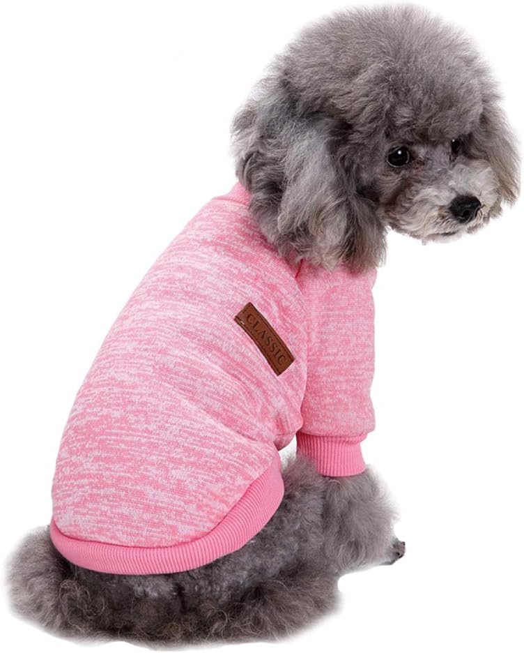 Dog Sweaters for Small Dogs, Soft Fleece Puppy Clothes - Pink / Small